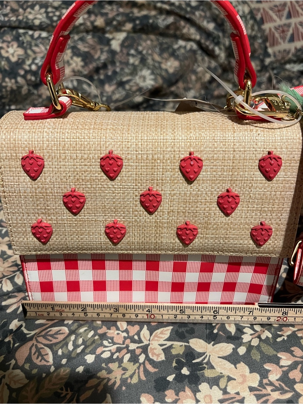 Women's Betsey Johnson Crossbody Bag One Size Beige Red strawberry crossbody bag - Picture 8 of 8